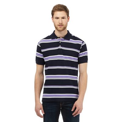 Maine New England Big and tall purple striped print polo shirt
